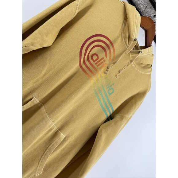 Old Navy Y2K Hoodie Women's Small Yellow California Rainbow Distressed - Picture 4 of 14